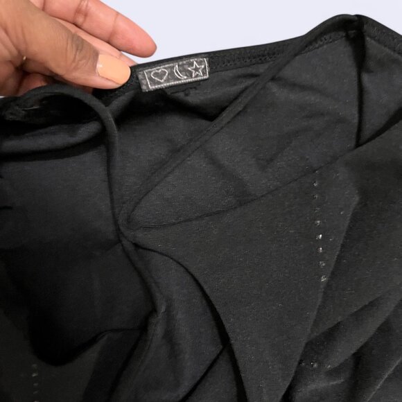 Heart moon star glitter black vintage tank no size tag fits like a small? 6/8 Y2 - Picture 3 of 3